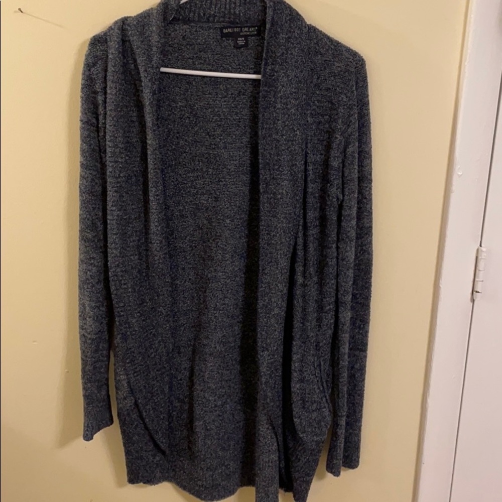 BAREFOOT DREAMS cozy blue heathered cardigan
